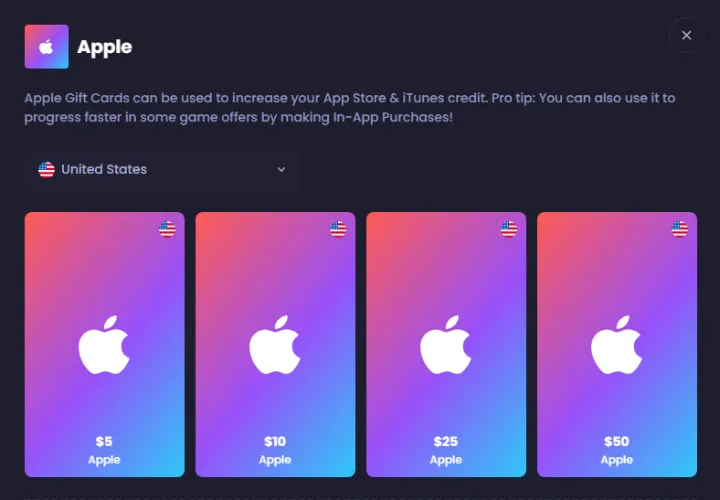 Apple store gift cards