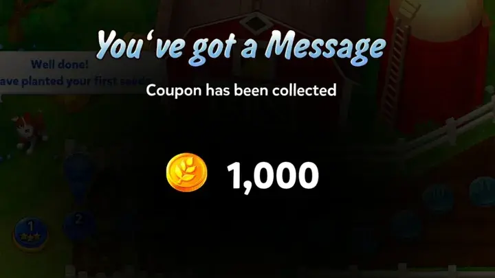 Collected coins coupon in the game (Screenshot)