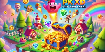 Illustration of PK XD coins and gems in the game.