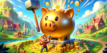 A boy who is breaking the Coin Master Piggy Bank.