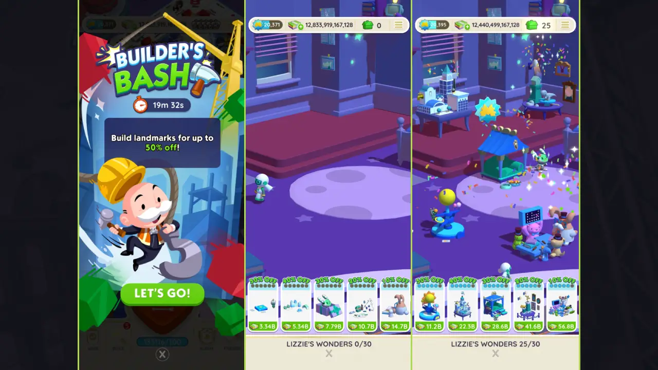 Screenshot of Builder's Bash event in MONOPOLY GO