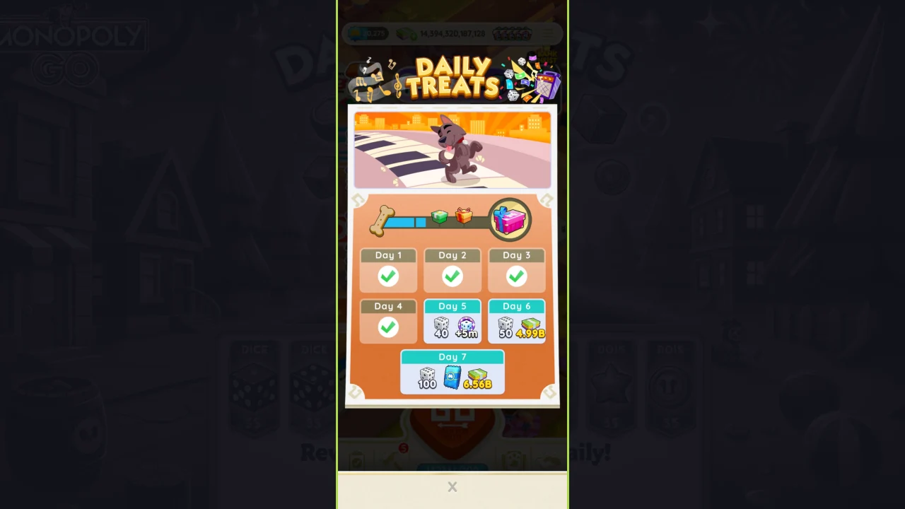 Screenshot of Daily Treats in MONOPOLY GO