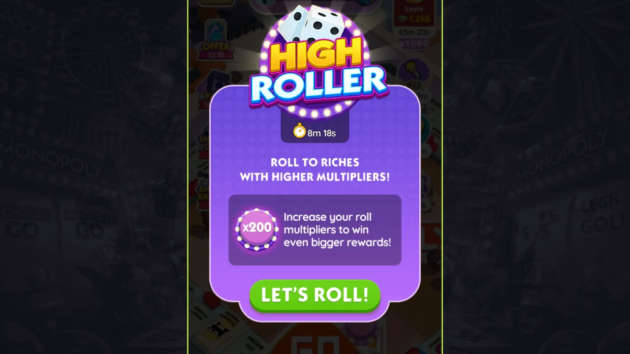 Screenshot of High Roller in Monopoly GO