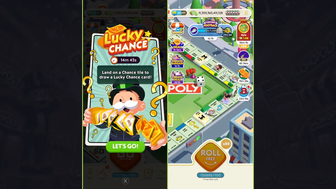 Screenshot of Lucky Chance event in MONOPOLY GO