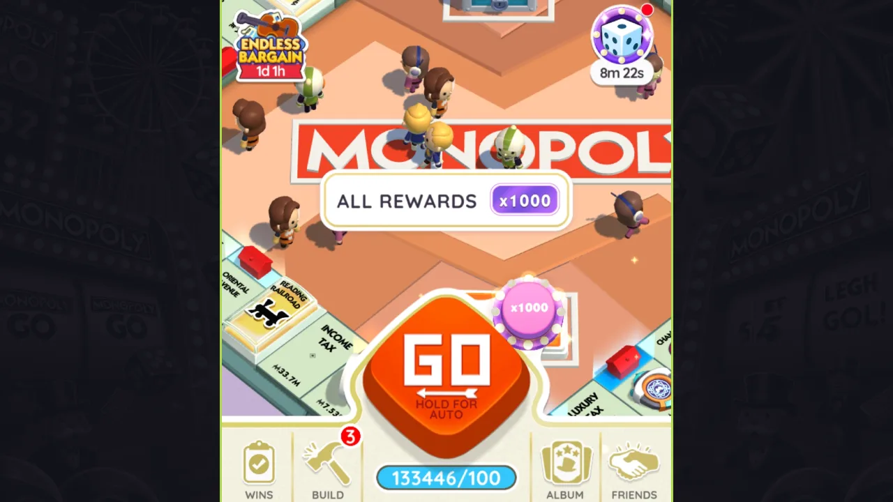 x1000 multiplier in MONOPOLY GO during High Roller event (Screenshot)