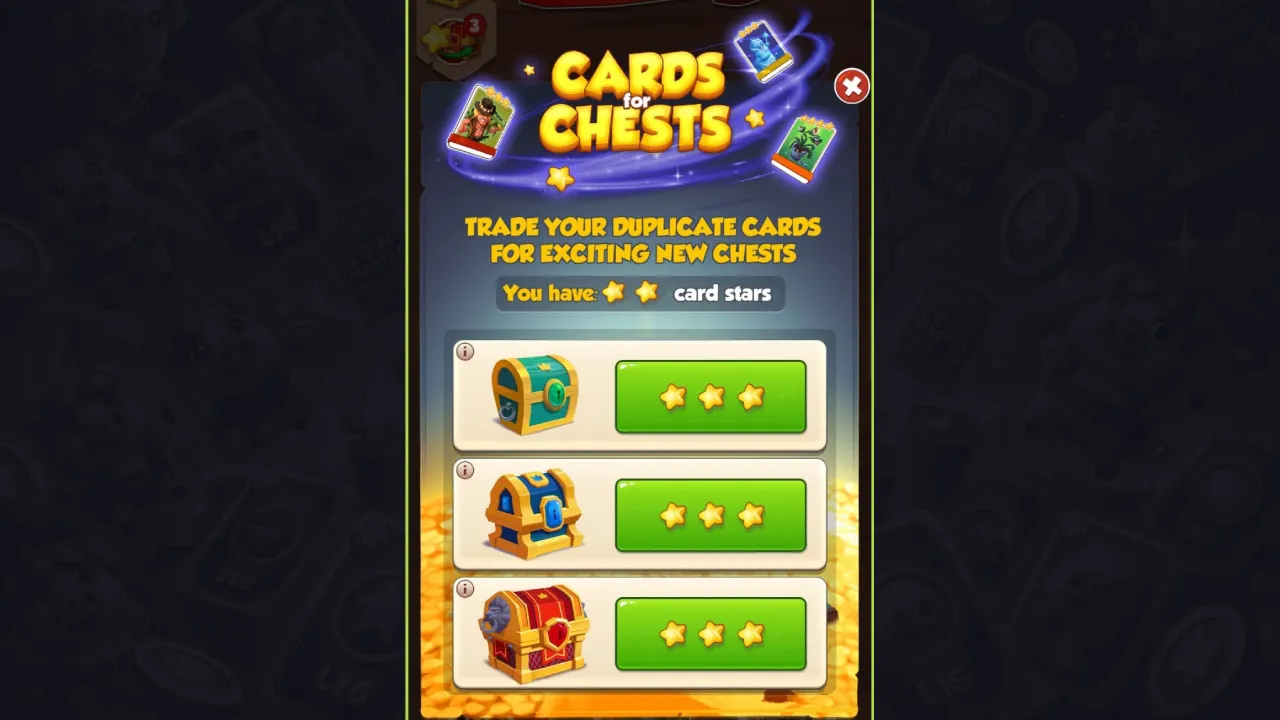 Screenshot of Cards Chests in Coin Master