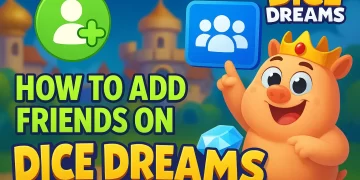 Illustration of adding friends in Dice Dreams mobile game