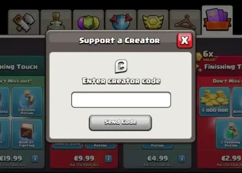 Screenshot of creator codes in Clash of Clans