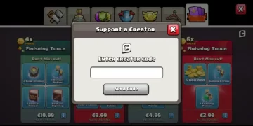 Screenshot of creator codes in Clash of Clans